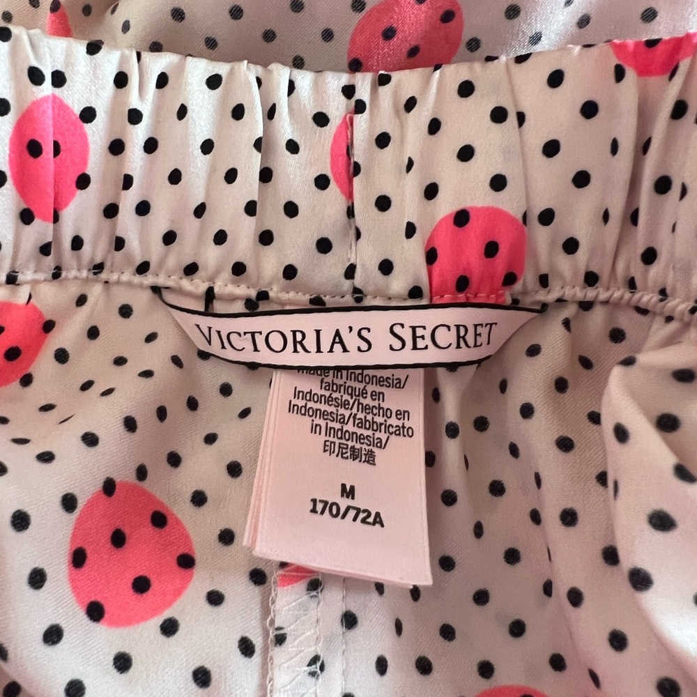 Victoria secret 2 piece silky satiny set tank and shorts polkadot neon pink y2k - Picture 8 of 13